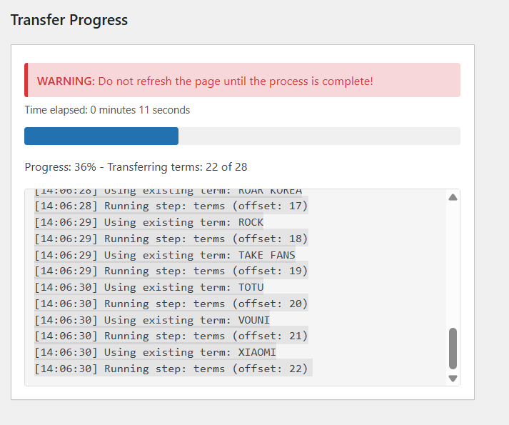 Transfer Progress